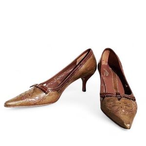 Vintage Lunarosa by Pazzo pointed-toe leather pumps, Kitten Heel Y2K
